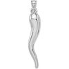 14K White Gold Hollow 3D Italian Horn Pendant by Oro Pregiato