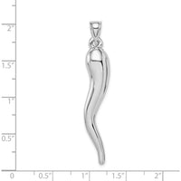 14K White Gold Hollow 3D Italian Horn Pendant by Oro Pregiato