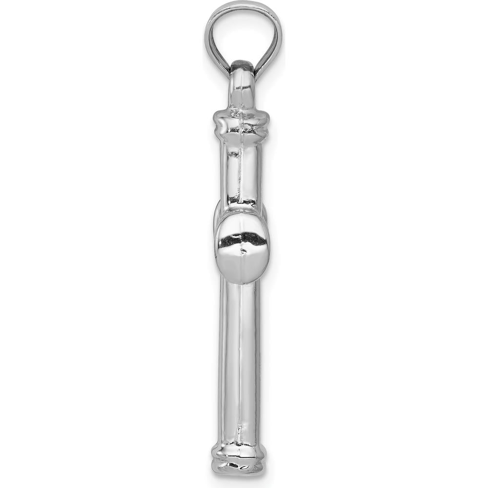 14K White Gold Hollow Cross Pendant with 3D Design and Polished Finish by Oro Pregiato