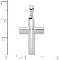 14K White Gold Hollow Cross Pendant with Polished Finish and Reversible Design by Oro Pregiato