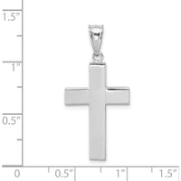 14K White Gold Hollow Cross Pendant with Polished Finish - Rhodium Plated by Oro Pregiato