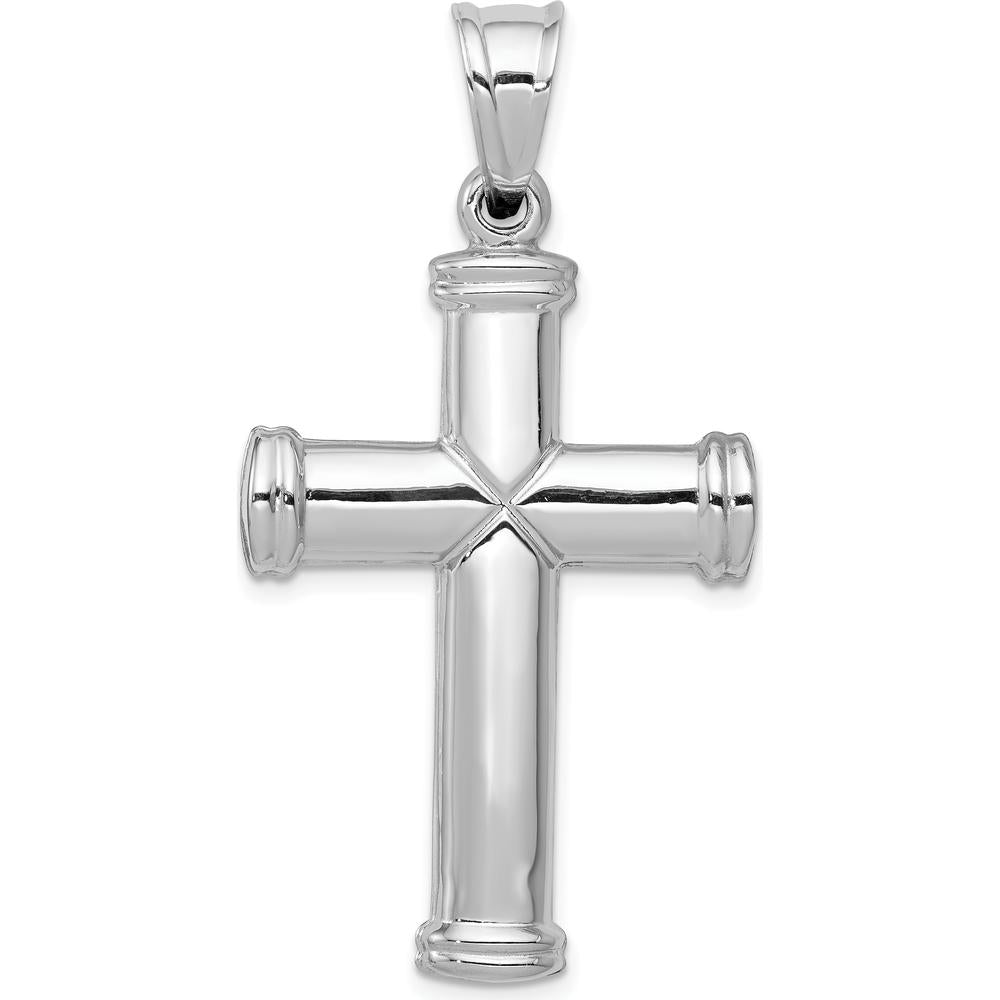 14K White Gold Hollow Cross Pendant with Reversible Design by Oro Pregiato