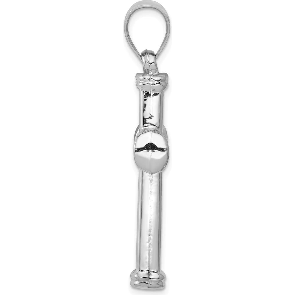 14K White Gold Hollow Cross Pendant with Rhodium Finish - 48mm Length by Oro Pregiato