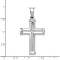 14K White Gold Hollow Cross Pendant with Rhodium Finish - 48mm Length by Oro Pregiato