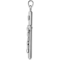 14K White Gold Hollow Crucifix Pendant - Polished Finish by Oro Pregiato
