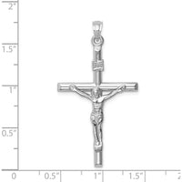 14K White Gold Hollow Crucifix Pendant - Polished Finish by Oro Pregiato