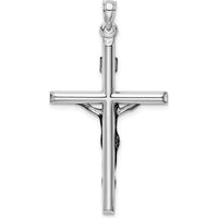 14K White Gold Hollow Crucifix Pendant - Polished Finish by Oro Pregiato