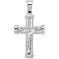 14K White Gold Hollow Crucifix Reversible to Cross Pendant by Oro Pregiato