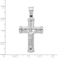 14K White Gold Hollow Crucifix Reversible to Cross Pendant by Oro Pregiato