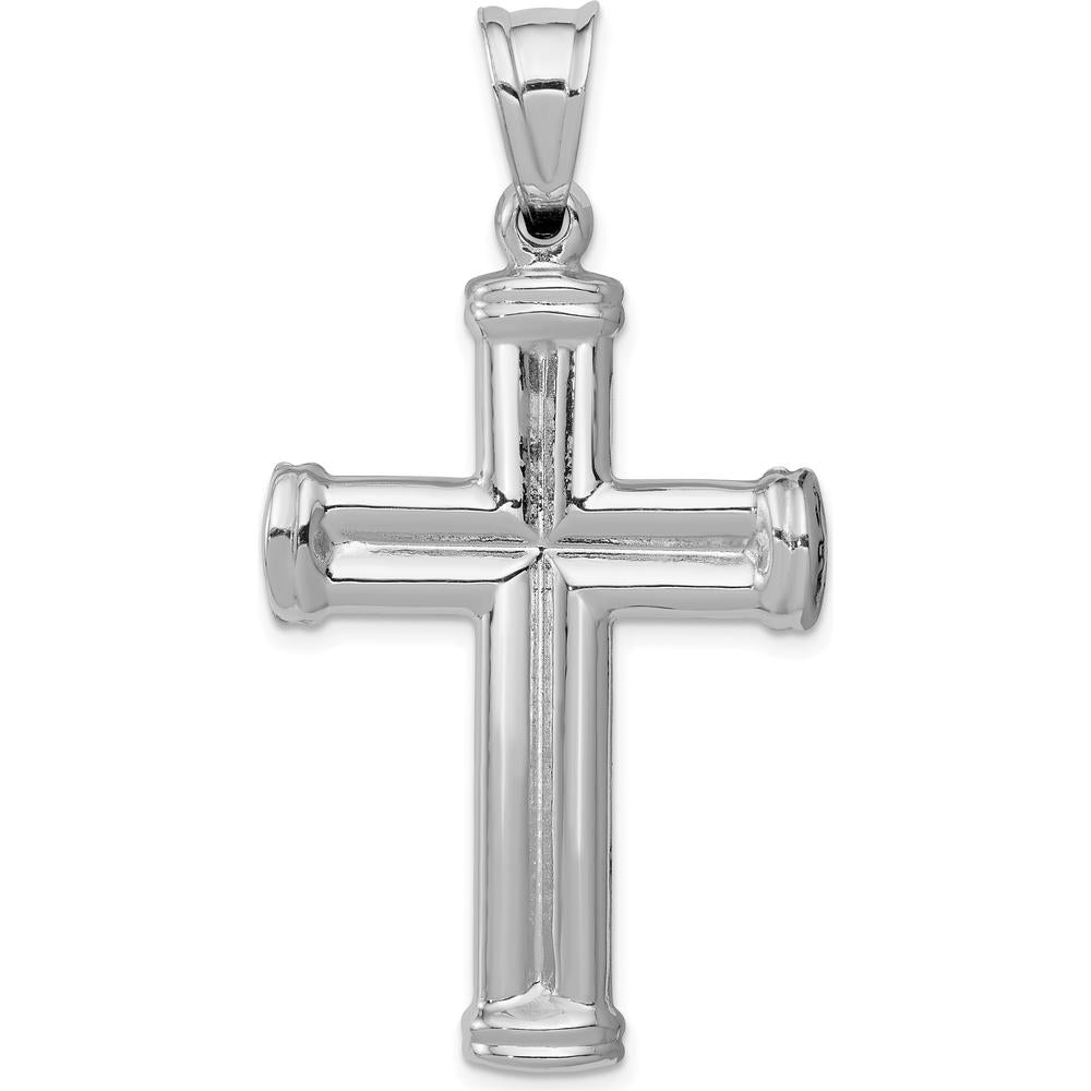 14K White Gold Hollow Crucifix Reversible to Cross Pendant by Oro Pregiato