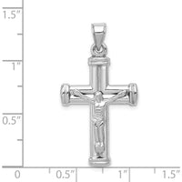 14K White Gold Hollow Crucifix Reversible to Cross Pendant - Polished Finish by Oro Pregiato