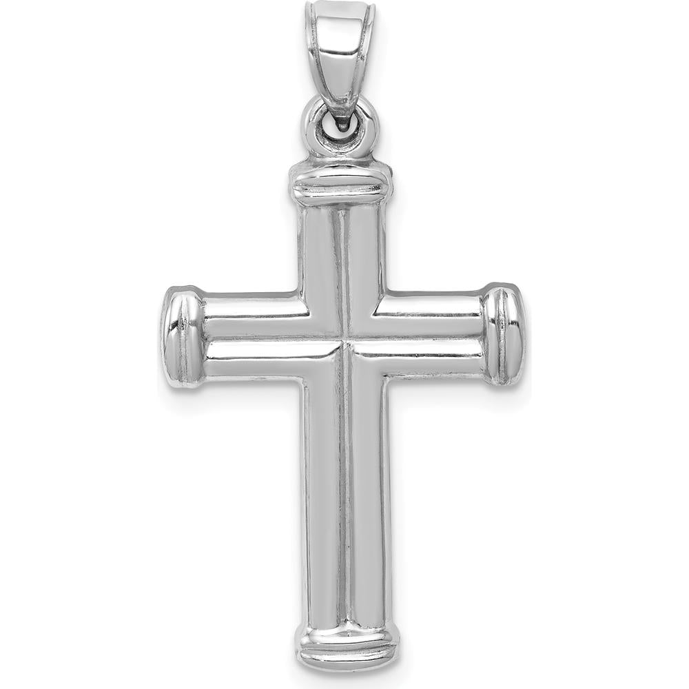 14K White Gold Hollow Crucifix Reversible to Cross Pendant - Polished Finish by Oro Pregiato