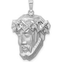 14K White Gold Hollow Polished and Satin Large Jesus Medal Pendant by Oro Pregiato