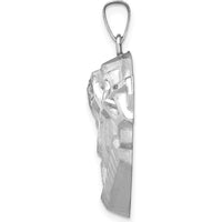 14K White Gold Hollow Polished and Satin Large Jesus Medal Pendant by Oro Pregiato