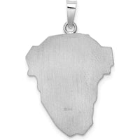 14K White Gold Hollow Polished and Satin Large Jesus Medal Pendant by Oro Pregiato