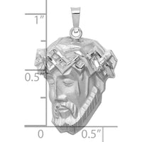 14K White Gold Hollow Polished and Satin Large Jesus Medal Pendant by Oro Pregiato