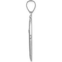 14K White Gold Hollow St. Anthony Oval Pendant with Satin Finish by Oro Pregiato