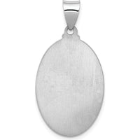 14K White Gold Hollow St. Anthony Oval Pendant with Satin Finish by Oro Pregiato