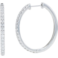 14K White Gold Hoop Earrings with 1.00 Carat Total Lab Grown Diamonds