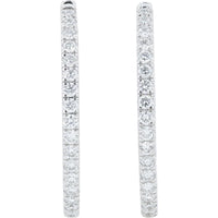 14K White Gold Hoop Earrings with 1.00 Carat Total Lab Grown Diamonds