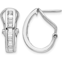 14K White Gold Hoop Earrings with Baguette Diamonds - 0.5 Carat Total Diamond Weight by Monteluci Fine Jewelry