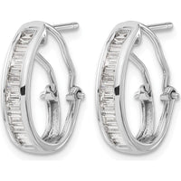 14K White Gold Hoop Earrings with Baguette Diamonds - 0.5 Carat Total Diamond Weight by Monteluci Fine Jewelry