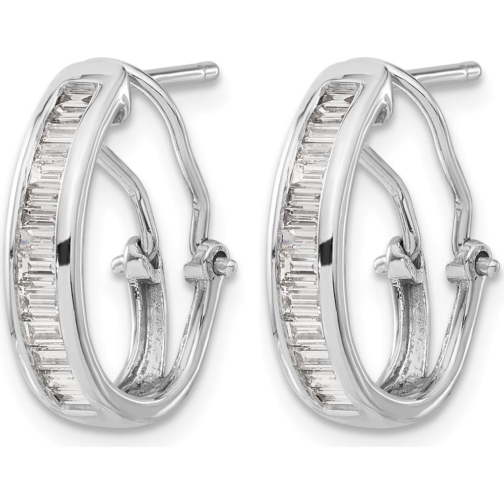 14K White Gold Hoop Earrings with Baguette Diamonds - 0.5 Carat Total Diamond Weight by Monteluci Fine Jewelry