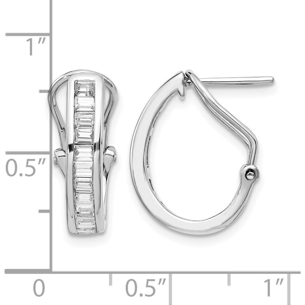 14K White Gold Hoop Earrings with Baguette Diamonds - 0.5 Carat Total Diamond Weight by Monteluci Fine Jewelry