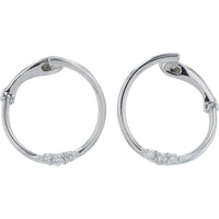 14K White Gold Hoop Earrings with Diamond Accents - 0.10 Carat Total Diamond Weight