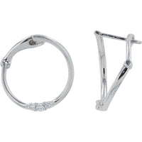 14K White Gold Hoop Earrings with Diamond Accents - 0.10 Carat Total Diamond Weight