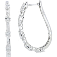 14K White Gold Hoop Earrings with Pear Shaped Lab Grown Diamonds - 3.25 Carat Total Diamond Weight