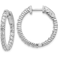 14K White Gold Hoop Earrings with Prong-Set Round Diamonds - 1.92 Carat Total Diamond Weight by Monteluci Fine Jewelry