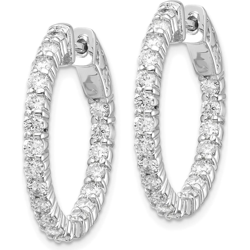 14K White Gold Hoop Earrings with Prong-Set Round Diamonds - 1.92 Carat Total Diamond Weight by Monteluci Fine Jewelry