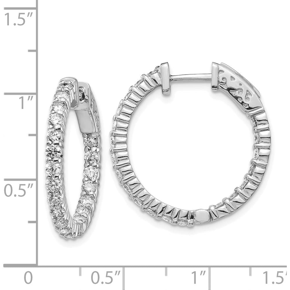 14K White Gold Hoop Earrings with Prong-Set Round Diamonds - 1.92 Carat Total Diamond Weight by Monteluci Fine Jewelry