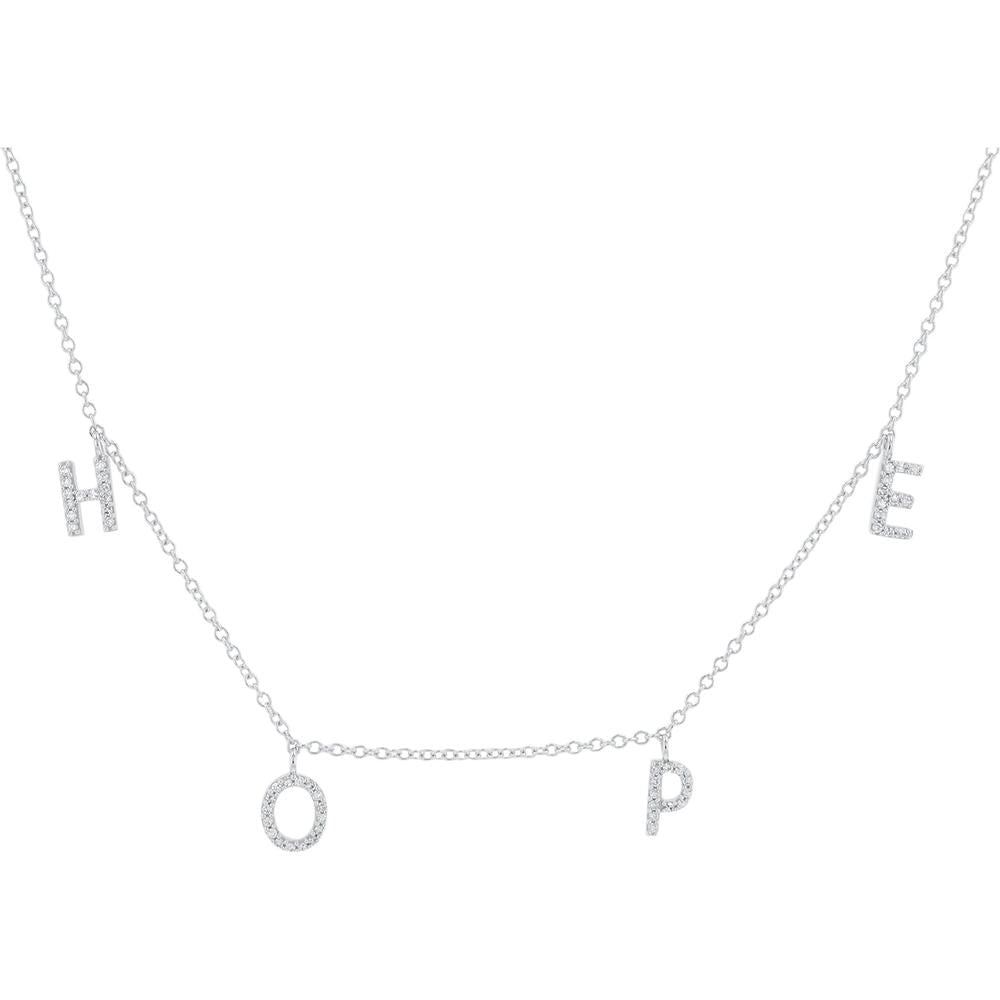 14K White Gold 'Hope' Necklace with 0.15 Carat Total Diamond Letter Accents