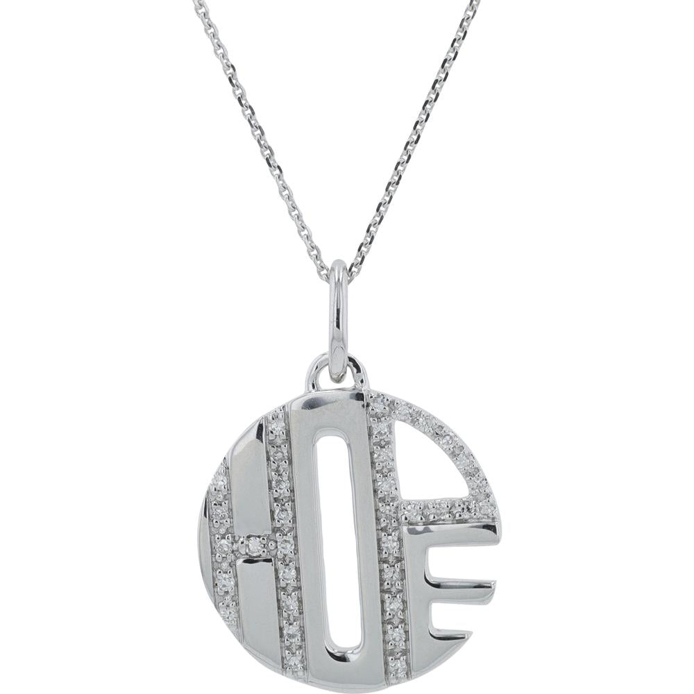 14K White Gold 'Hope' Pendant with 0.10 Carat Diamond