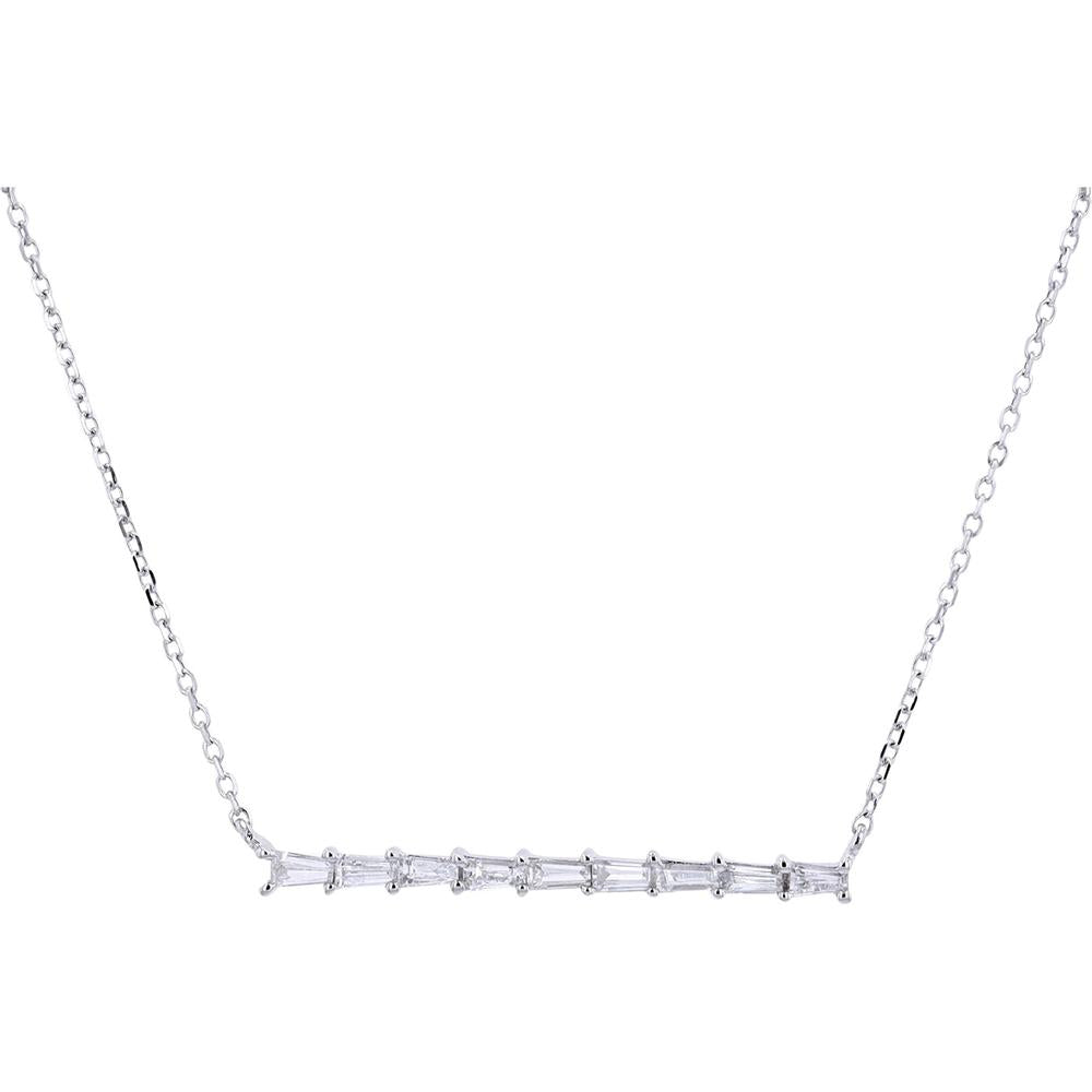 14K White Gold Horizontal Diamond Bar Necklace - 0.31 Carat Total Diamond Weight