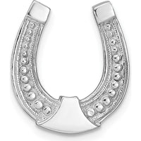 14K White Gold Horseshoe Chain Slide Charm with Textured Finish - Polished Rhodium Plated Design by Oro Pregiato