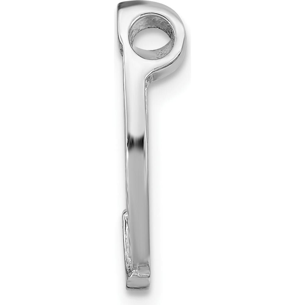 14K White Gold Horseshoe Chain Slide Charm with Textured Finish - Polished Rhodium Plated Design by Oro Pregiato