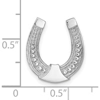 14K White Gold Horseshoe Chain Slide Charm with Textured Finish - Polished Rhodium Plated Design by Oro Pregiato