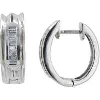 14K White Gold Huggie Earrings with 0.40 Carat Total Weight Baguette Diamonds