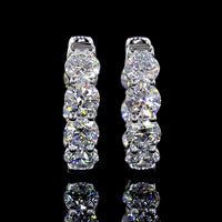 14K White Gold Huggie Earrings with 14 Round Brilliant Cut Lab Diamonds - 3.10 Carat Total Diamond Weight - Covaloro Fine Jewelry