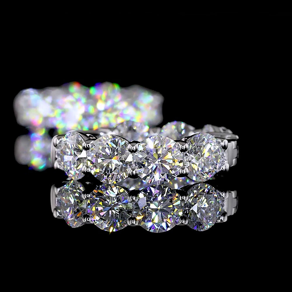 14K White Gold Huggie Earrings with 14 Round Brilliant Cut Lab Diamonds - 3.10 Carat Total Diamond Weight - Covaloro Fine Jewelry