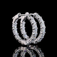 14K White Gold Huggie Earrings with 2.05 Carat Total Weight Radiant Cut Lab Diamonds - Prong Set, E-F Color VS Clarity - Covaloro Fine Jewelry