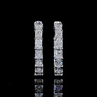 14K White Gold Huggie Earrings with 2.05 Carat Total Weight Radiant Cut Lab Diamonds - Prong Set, E-F Color VS Clarity - Covaloro Fine Jewelry
