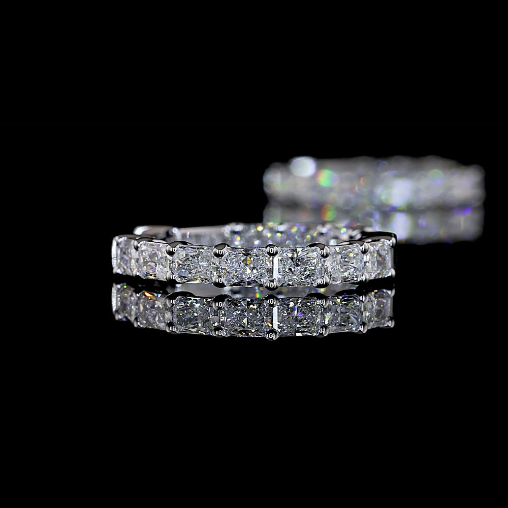 14K White Gold Huggie Earrings with 2.05 Carat Total Weight Radiant Cut Lab Diamonds - Prong Set, E-F Color VS Clarity - Covaloro Fine Jewelry
