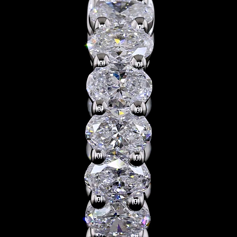 14K White Gold Huggie Earrings with 22 Prong-Set Oval Cut Lab Diamonds - 1.55 Carats Total Diamond Weight - Covaloro Fine Jewelry