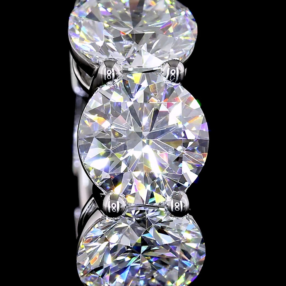 14K White Gold Huggie Earrings with 6 Prong-Set Round Lab Diamonds - 6.09 Carats Total Diamond Weight (E-F Color, VS Clarity) - Covaloro Fine Jewelry