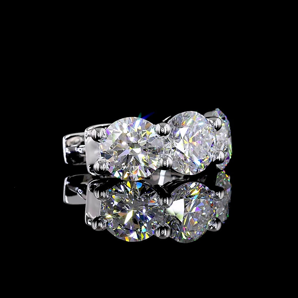 14K White Gold Huggie Earrings with 6 Prong-Set Round Lab Diamonds - 6.09 Carats Total Diamond Weight (E-F Color, VS Clarity) - Covaloro Fine Jewelry