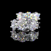 14K White Gold Huggie Earrings with 6 Prong-Set Round Lab Diamonds - 6.09 Carats Total Diamond Weight (E-F Color, VS Clarity) - Covaloro Fine Jewelry
